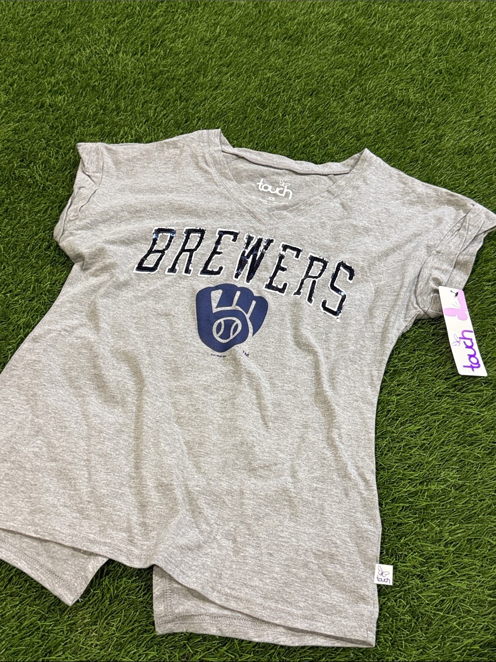 Touch Women’s Vneck Tshirt - Milwaukee Brewers Baseball